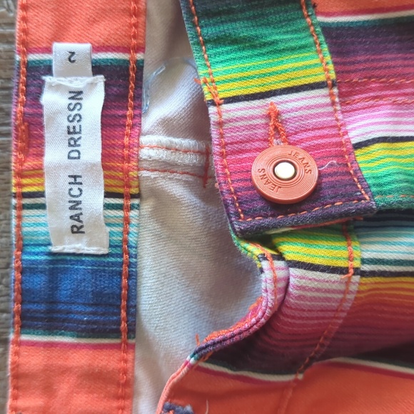 RANCH DRESS'N Fallon Taylor "Orange Serape" super flare cowgirl jeans sz 2 EUC - Picture 11 of 16